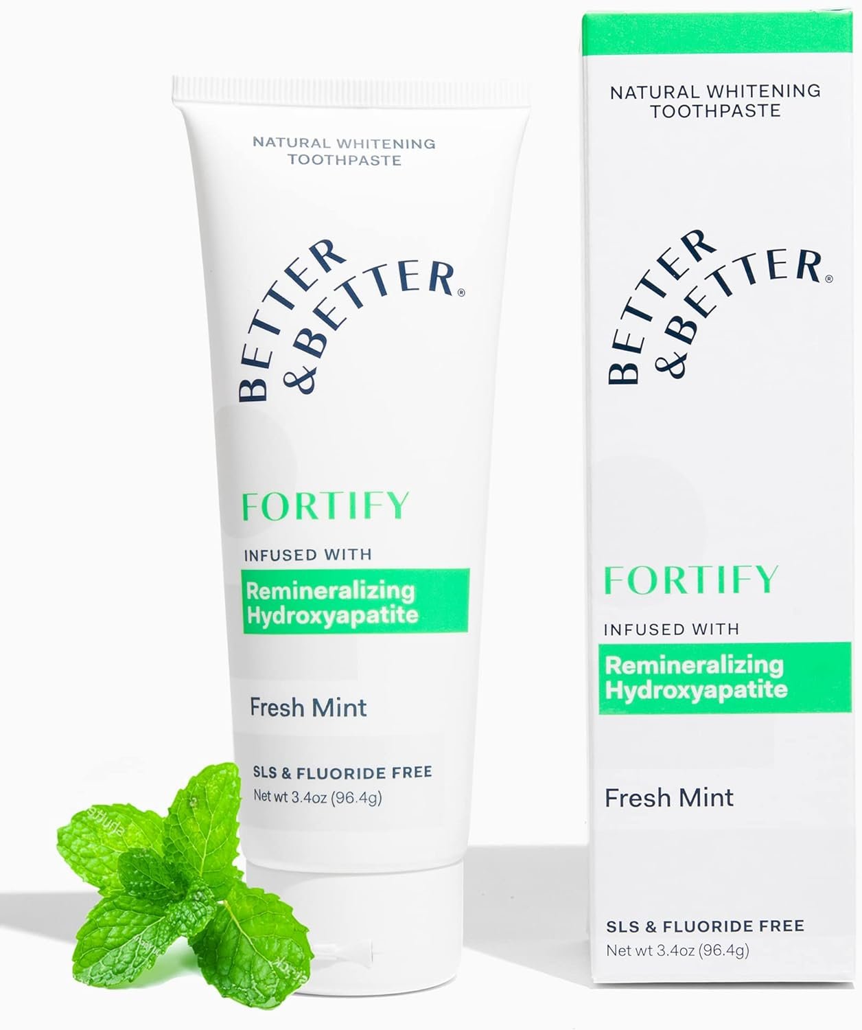 Better & Better Fortify Toothpaste - Fluoride & SLS Free Hydroxyapatite Toothpaste 1 CT | Remineralizing Toothpaste for Sensitivity w/Organic Mints | Vegan & Whitening Sensitive Toothpaste