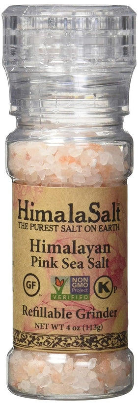 HimalaSalt Refillable/Adjustable Himalayan Salt Grinder - 4 oz
