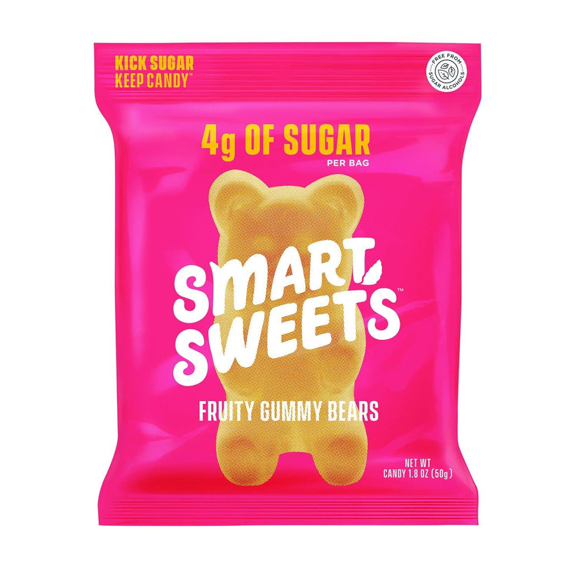 SmartSweets Fruity Gummy Bears, Candy with Low Sugar (4g), Low Calorie, Free From Sugar Alcohols, No Artificial Colors or Sweeteners. Pack of 6, New Juicy Recipe, 1.8 Ounce