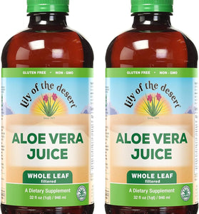 Lily of the Desert Aloe Vera Juice - Whole Leaf Filtered Aloe Vera Drink, Non-GMO Aloe Juice with Natural Digestive Enzymes for Gut Health, Stomach Relief, Wellness, Glowing Skin, 32 Fl Oz (Pack of 2)