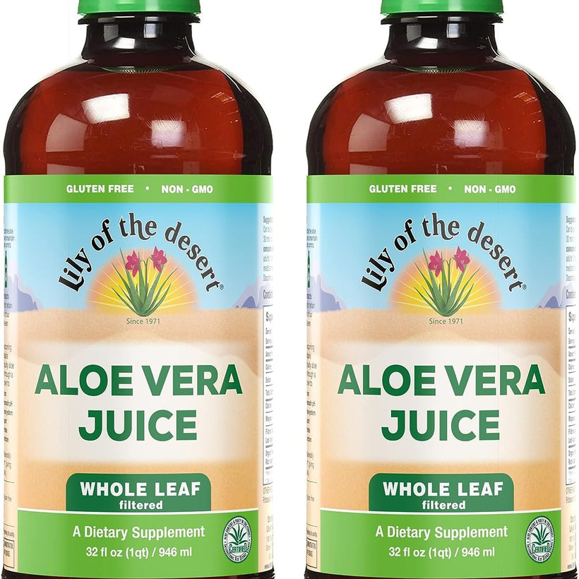 Lily of the Desert Aloe Vera Juice - Whole Leaf Filtered Aloe Vera Drink, Non-GMO Aloe Juice with Natural Digestive Enzymes for Gut Health, Stomach Relief, Wellness, Glowing Skin, 32 Fl Oz (Pack of 2)
