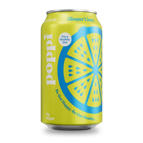Poppi Ginger Lime Prebiotic Soda, 12 fl oz (Pack of 12)