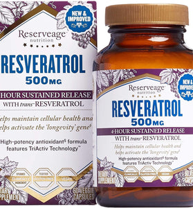 Reserveage Beauty, Resveratrol 500 mg, Antioxidant Supplement for Heart and Cellular Health, Supports Healthy Aging and Immune System, Paleo, Keto, 60 Capsules