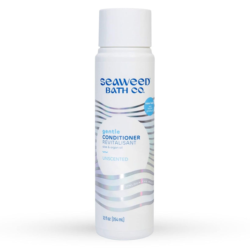 Seaweed Bath Co. Gentle Shampoo & Conditioner, Unscented, Sustainably Harvested Seaweed, Aloe, Argan Oil, For Dry and Damaged Hair