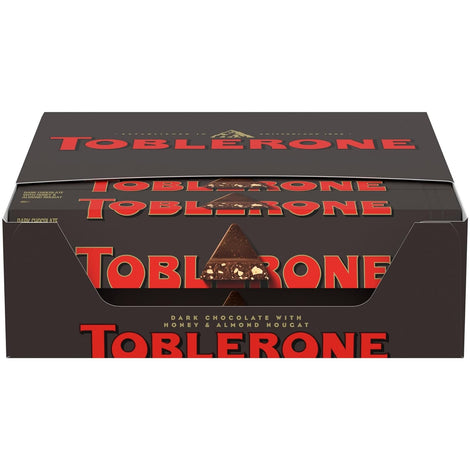 Toblerone Swiss Dark Chocolate with Honey & Almond Nougat, Valentines Day Chocolate Candy, 20 – 3.52 oz Bars