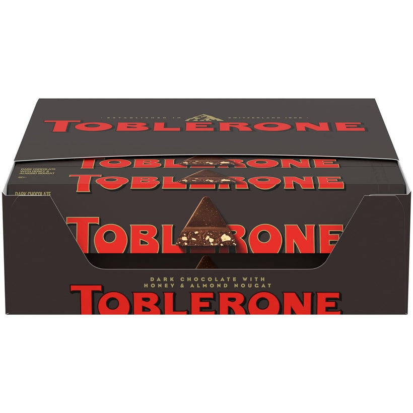 Toblerone Swiss Dark Chocolate with Honey & Almond Nougat, Valentines Day Chocolate Candy, 20 – 3.52 oz Bars