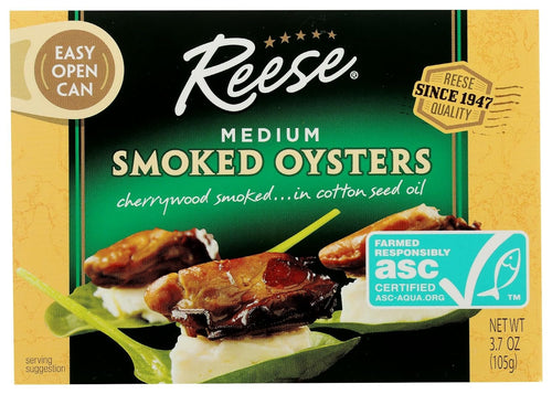 Reese Medium Smoked Oysters, 3.7 oz (Pack of 10)