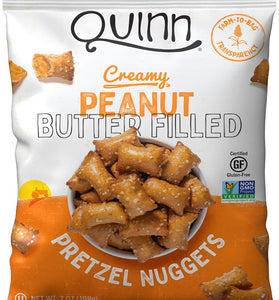 Quinn Peanut Butter Filled Pretzel Nuggets, Gluten Free, Corn, Soy, Dairy Free & Vegan Friendly, Non-GMO, 7 oz Bag