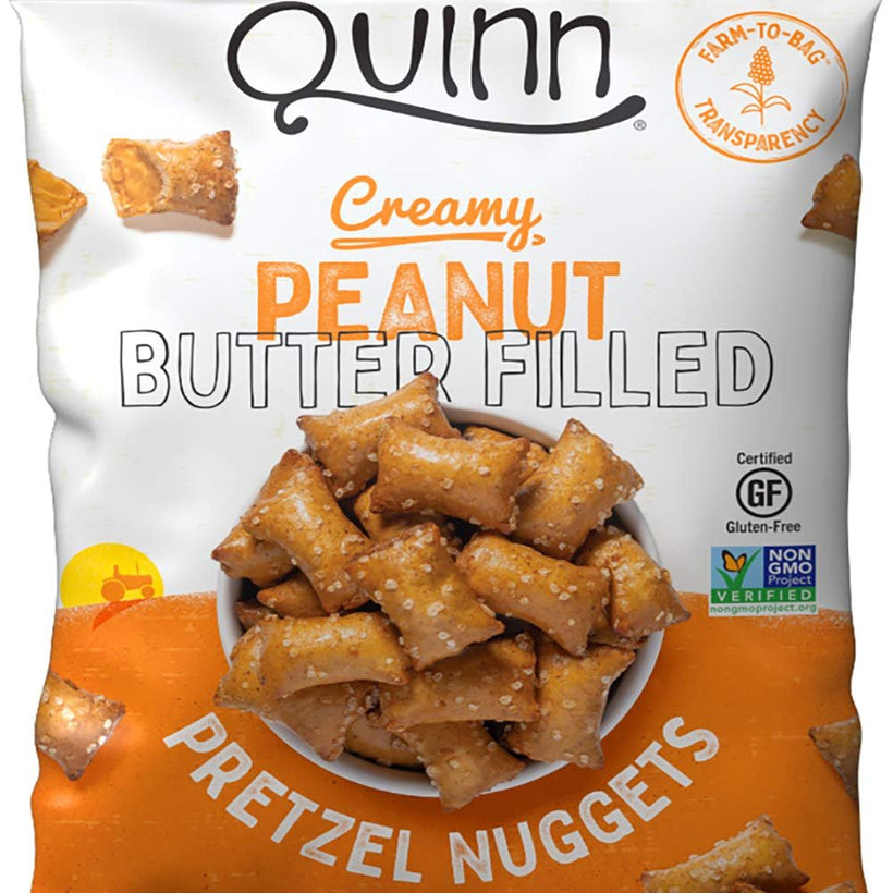Quinn Peanut Butter Filled Pretzel Nuggets, Gluten Free, Corn, Soy, Dairy Free & Vegan Friendly, Non-GMO, 7 oz Bag
