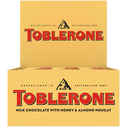 Toblerone Milk Chocolate Bar with Honey and Almond Nougat, 3.52 oz (Pack of 12)
