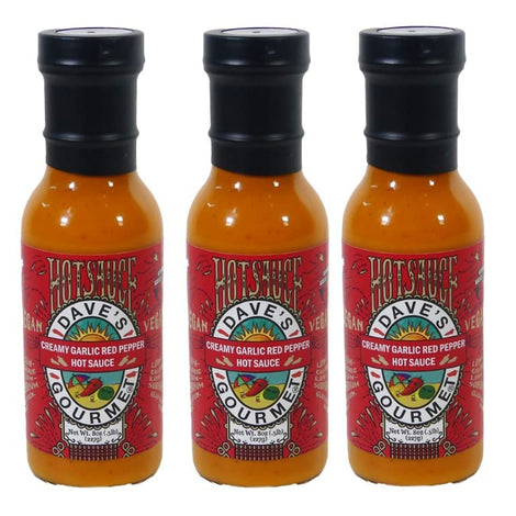 Dave's Gourmet Creamy Garlic Red Pepper Sauce-Medium Heat For Salads, Dips, Dressings