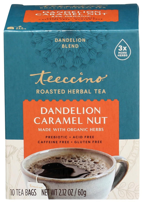 Teeccino Dandelion Caramel Nut Herbal Tea, 10 Tea Bags