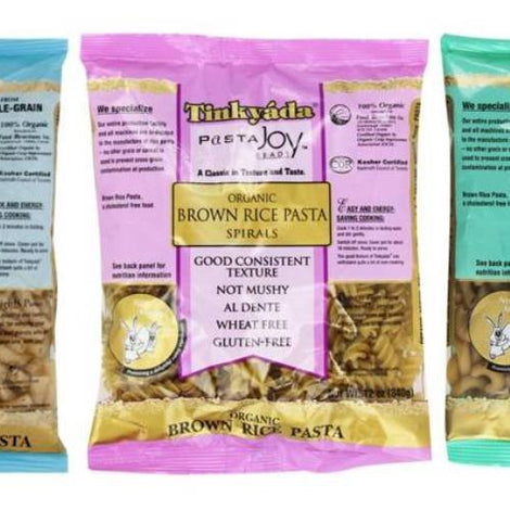 Tinkyada Organic Gluten-Free Brown Rice Pasta 3 Shape Variety Bundle, Elbow, Spirals, Penne Pasta, 12 Ounce (Pack of 3)