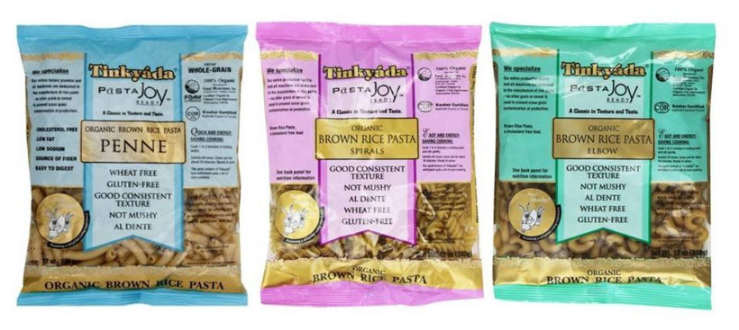 Tinkyada Organic Gluten-Free Brown Rice Pasta 3 Shape Variety Bundle, Elbow, Spirals, Penne Pasta, 12 Ounce (Pack of 3)