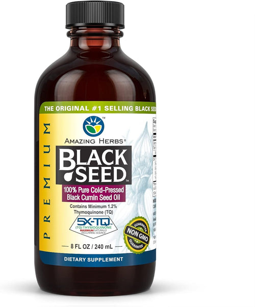 Amazing Herbs Premium Black Seed Oil, 8 fl oz Glass Bottle