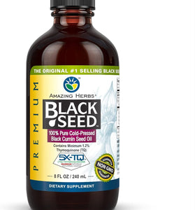Amazing Herbs Premium Black Seed Oil - Cold Pressed Nigella Sativa Aids Digestion & Immunity - 8 Oz