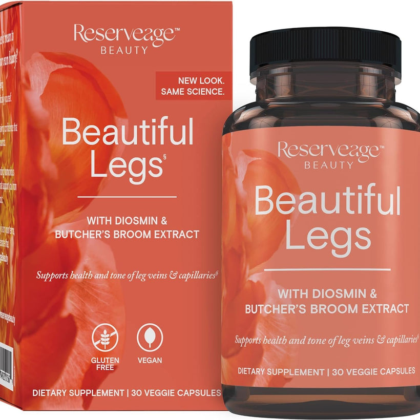 Reserveage, Beautiful Legs, Skin Care Supplement for Smooth, Healthy Veins, Helps Reduce Spider Veins, Vegan, 30 Capsules (30 Servings)