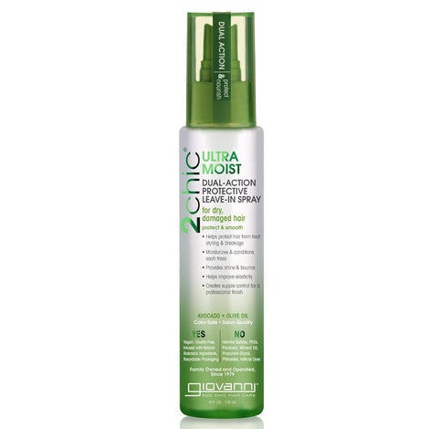 GIOVANNI 2chic Ultra-Moist Dual Action Protective Leave-In Spray - Protects from Heat Styling Breakage, Avocado & Olive Oil, Aloe Vera, Shea Butter, Botanical Extracts, No Parabens, Color Safe - 4 oz