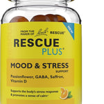 RESCUE Bach Plus Mood & Stress Support Gummies, Daytime Dietary Supplement with Passionflower, GABA, Saffron & Vitamin D, Natural Orange Flavor, Vegan & Gluten-Free, 60 Count