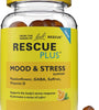 RESCUE Bach Plus Mood & Stress Support Gummies, Daytime Dietary Supplement with Passionflower, GABA, Saffron & Vitamin D, Natural Orange Flavor, Vegan & Gluten-Free, 60 Count