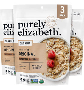 purely elizabeth Superfood Oats, Original, Amaranth, Quinoa Flakes, Flax Seeds, Chia Seeds,Gluten-Free, Non-GMO, 10oz (3 Ct.)