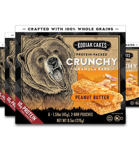 Kodiak Cakes Protein Crunchy Granola Bar, Peanut Butter, (Pack of 4 Boxes)