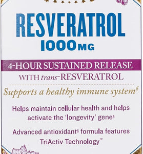 Reserveage Beauty, Resveratrol 1000 mg, Antioxidant Supplement for Heart Health and Immune Support, Supports Healthy Aging and Immune System, Paleo, Keto, 60 Capsules