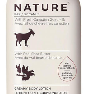 Nature By Canus Creamy Body Lotion, Shea Butter, 11.8 Oz, With Smoothing Fresh Canadian Goat Milk, Vitamin A, B3, Potassium, Zinc, and Selenium