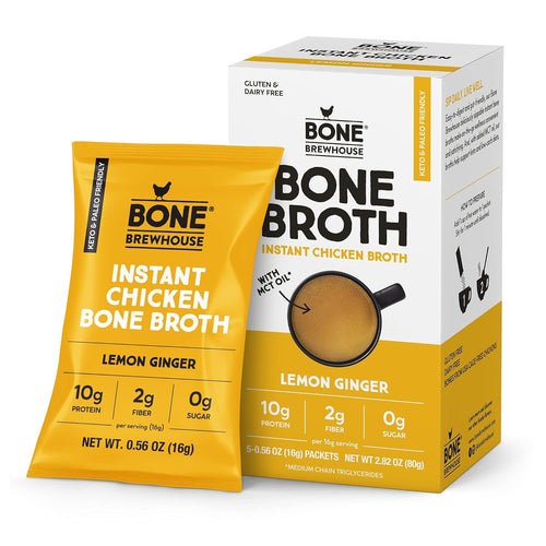 Bone Brewhouse Chicken Bone Broth Protein Powder, Lemon Ginger, 5 Servings