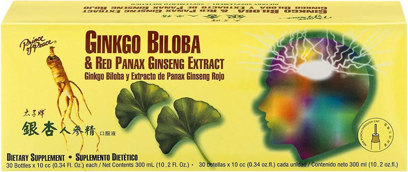 Prince of Peace Ginkgo Biloba & Red Panax Ginseng Extract, 30 Bottles, 0.34 fl. oz. Each