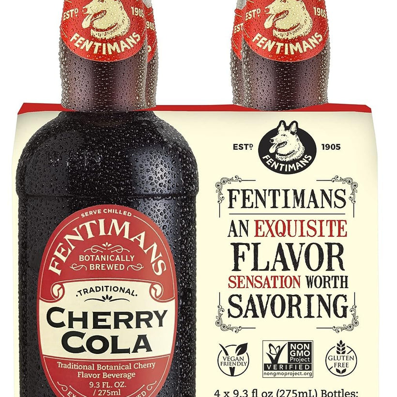 Fentimans Cherry Tree Cola - Cherry Soda, Botanically Brewed, Made with Natural Ingredients, No Artificial Colors, Flavors or Preservatives, All Natural Cola - Cherry, 37.2 oz (Pack of 4)