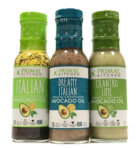 Primal Kitchen Dressing & Marinade, Made w/ Avocado Oil (Dreamy Italian, Italian Vinaigrette,Cilantro Lime) Paleo, Soy Free, Dairy Free, Gluten Free Pack of 3