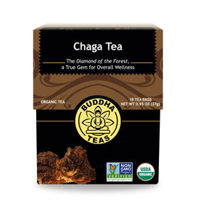 Buddha Teas - Chaga Tea - Organic Herbal Tea - For Cognitive Balance & Overall Health - With Chaga Mushroom, Antioxidants & B Vitamins - Caffeine Free - 100% Kosher & Non-GMO - 18 Tea Bags (Pack of 1)