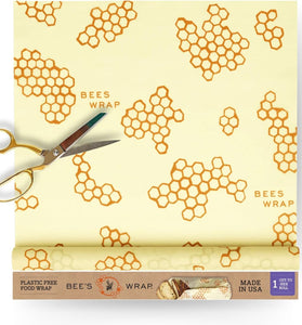 Bee's Wrap Reusable Beeswax Food Wraps Made in the USA, Eco Friendly Beeswax Food Wrap, Sustainable Food Storage Containers, Organic Cotton Food Wrap, XXL Cut To Size Wax Paper Roll, Honeycomb Pattern