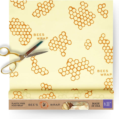 Bee's Wrap Reusable Beeswax Food Wraps Made in the USA, Eco Friendly Beeswax Food Wrap, Sustainable Food Storage Containers, Organic Cotton Food Wrap, XXL Cut To Size Wax Paper Roll, Honeycomb Pattern
