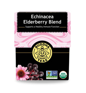 Buddha Teas - Organic Echinacea Elderberry Blend Tea - Herbal Tea - For Health & Wellbeing - Antioxidants & Vitamins - Clean Ingredients - Caffeine Free - OU Kosher & Non-GMO - 18 Tea Bags (Pack of 1)