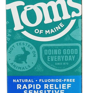 Tom's of Maine, Natural Rapid Relief Sensitive Fluoride Free Toothpaste - Fresh Mint, 4 Ounce