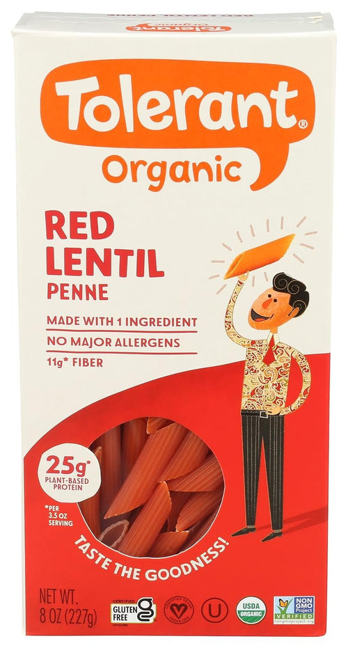 Tolerant Organic Red Lentil Penne Pasta, 8 oz