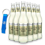 Fever Tree Premium Ginger Beer 16.9 fl oz (Pack of 6) with Opulent Variety Keychain Bottle Opener | Original, No Artificial Sweeteners, Flavorings, or Preservatives