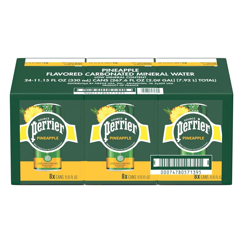 Perrier Pineapple Flavored Sparkling Water, 11.15 Fl Oz (Pack of 24)