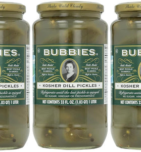 Bubbies Pure Kosher Dill Pickle 33.0 OZ(Pack of 3)