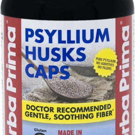 Yerba Prima Psyllium Husks Caps Dietary Fiber 625 mg, 180 Capsules - Colon Cleansing Supplement - Gut Health - Non-GMO Gluten Free