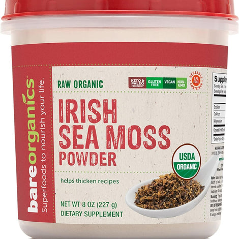 BareOrganics Irish Moss, Superfood Powder, Keto & Paleo, Vegan, Organic, 8 Ounce