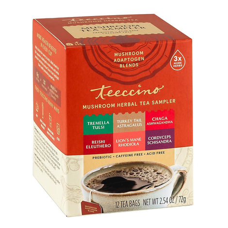 Teeccino Dandelion Red Chai Tea - Caffeine-Free, Roasted Herbal Tea with Prebiotics, 3x More Herbs than Regular Tea Bags, Gluten Free - 10 Tea Bags