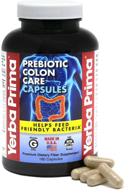 Yerba Prima Prebiotics Colon Care Fiber Caps, 180 Capsules