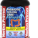 Yerba Prima Prebiotics Colon Care Fiber Caps, 180 Capsules - Five Forms of Fiber Plus FOS Pre-biotics - Dietary Health Supplement - Healthy Soluble & Insoluble Fibers for Regularity