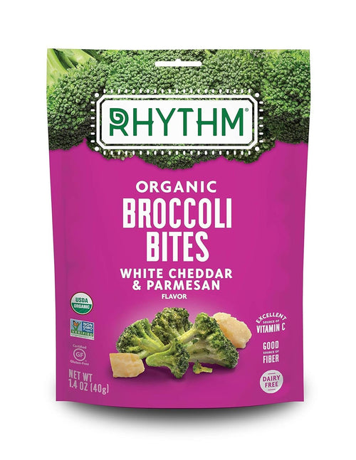 Rhythm Superfoods Crunchy Broccoli Bites, White Cheddar & Parmesan, 1.4 oz
