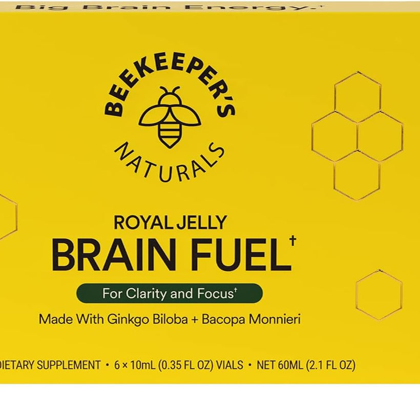 Beekeeper's Naturals B.LXR Brain Fuel - Memory, Focus and Clarity Liquid Formula, Supports Productivity - Royal Jelly, Ginkgo Biloba, Bacopa Monnieri - Keto Friendly, Gluten & Caffeine-Free