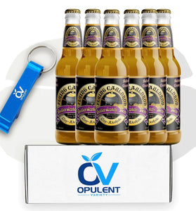 Flying Cauldron Butterscotch 12oz (Pack of 6) Bundle with Opulent Variety Keychain Bottle Opener | Non-Alcoholic All-Natural and Caffeine Free Butter beer