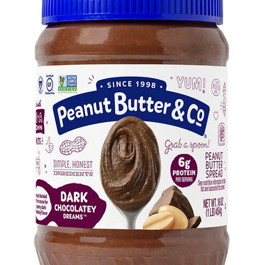 Peanut Butter & Co. Dark Chocolatey Dreams Peanut Butter, Non-GMO Project Verified, Gluten Free, Vegan, 16 oz Jar